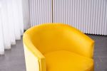 Velvet Accent Chair Armchair Tub Chair With Gold Metal Legs, Yellow