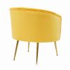 Velvet Accent Chair Armchair Tub Chair With Gold Metal Legs, Yellow