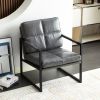 Light grey PU leather leisure black metal frame recliner chair for living room and bedroom furniture