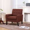 Fabric Accent Chair for Living Room, Bedroom Button Tufted Upholstered Comfy Reading Accent Chairs Sofa (Brown)