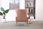 Modern Accent Chair with Ottoman, Comfy Armchair for Living Room, Bedroom, Apartment, Office (Pink)