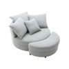 Orisfur. 360° Swivel Accent Barrel Chair with Storage Ottoman & 4 Pillows, Modern Linen Leisure Chair Round Accent for Living Room