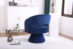 Swivel Accent Chair Armchair, Round Barrel Chair in Fabric for Living Room Bedroom, Blue