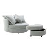 Orisfur. 360° Swivel Accent Barrel Chair with Storage Ottoman & 4 Pillows, Modern Linen Leisure Chair Round Accent for Living Room