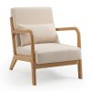 Leisure Chair with Solid Wood Armrest and Feet, Mid-Century Modern Accent Sofa,1 seat