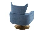 Classic Mid-Century 360-degree Swivel Accent Chair, Blue Linen