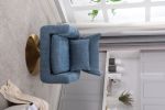 Classic Mid-Century 360-degree Swivel Accent Chair, Blue Linen