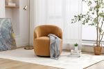 Teddy Fabric Swivel Accent Armchair Barrel Chair With Black Powder Coating Metal Ring,Khaki