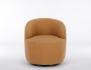 Teddy Fabric Swivel Accent Armchair Barrel Chair With Black Powder Coating Metal Ring,Khaki