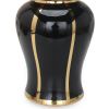 Black Linear Gilded Ginger Jar with Removable Lid