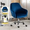 Accent chair Modern home office leisure chair with adjustable velvet height and adjustable casters (NAVYBLUE)