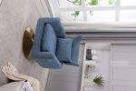 Classic Mid-Century 360-degree Swivel Accent Chair, Blue Linen