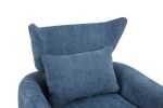 Classic Mid-Century 360-degree Swivel Accent Chair, Blue Linen