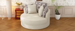 Swivel Accent Barrel Chair with 5 Movable Pillow 360 Degree Swivel Round Sofa Chair for Living Room,Bedroom, Hotel, Beige