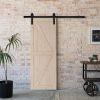 30 in. x 84 in. Unfinished Sliding Barn Door with 5.5FT Barn Door Hardware Kit & Handle ; K Frame; Solid Spruce Wood; Requires Simple DIY Assembly