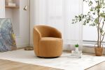 Teddy Fabric Swivel Accent Armchair Barrel Chair With Black Powder Coating Metal Ring,Khaki