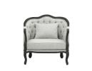 ACME Samael Chair w/Pillow, Gray Linen & Dark Brown Finish LV01129