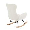 Cream white velvet rocking chair