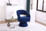 Swivel Accent Chair Armchair, Round Barrel Chair in Fabric for Living Room Bedroom, Blue