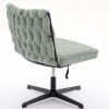 Armless Office Desk Chair No Wheels, GREEN