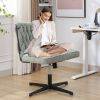 Armless Office Desk Chair No Wheels, GREEN