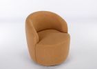 Teddy Fabric Swivel Accent Armchair Barrel Chair With Black Powder Coating Metal Ring,Khaki