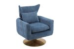 Classic Mid-Century 360-degree Swivel Accent Chair, Blue Linen