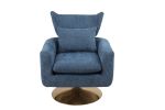 Classic Mid-Century 360-degree Swivel Accent Chair, Blue Linen