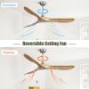 60 Inch Outdoor Ceiling Fan Without Light 3 Solid Wood Blade with DC Motor Remote Control