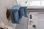 Classic Mid-Century 360-degree Swivel Accent Chair, Blue Linen