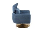 Classic Mid-Century 360-degree Swivel Accent Chair, Blue Linen