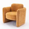 Mid Century Modern Barrel Accent Chair Armchair for Living Room, Bedroom, Guest Room,Office, pumpkin orange