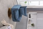 Classic Mid-Century 360-degree Swivel Accent Chair, Blue Linen