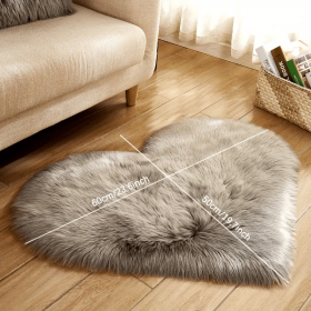 1pc Heart-Shaped Faux Sheepskin Area Rug - Soft and Plush Carpet for Home, Bedroom, Nursery, and Kid's Room - Perfect for Home Decor and Comfort (Color: Grey)