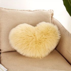 1pc Love Heart Plush Pillow - Soft and Cozy Indoor Sofa Chair Bed Cushion for Home Decoration - Removable and Machine Washable (Color: Light Yellow)