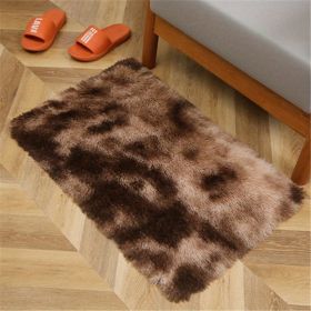 1pc, Plush Silk Fur Rug for Indoor Bedroom and Living Room - Soft and Luxurious Floor Mat (Color: Tie-dye Brown)