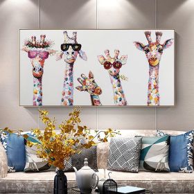 Hand Painted Oil Painting  Horizontal Abstract Animals Giraffe Modern Living Room Hallway Bedroom Luxurious Decorative Painting (size: 40x80cm)