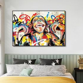 Hand Painted Oil Painting Abstract Portrait Wall Art Hand painted-Laughing Monkey Oil Paintings On Canvas-Hand Made Wall Graffiti-For Home Decoration (size: 100X150cm)