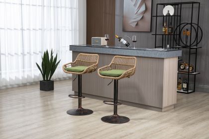 COOLMORE Swivel Bar Stools Set of 2 Adjustable Counter Height Chairs with Footrest for Kitchen, Dining Room 2PC/SET (Color: as Pic)