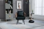 Velvet Accent Chair Modern Upholstered Armchair Tufted Chair with Metal Frame, Single Leisure Chairs for Living Room Bedroom Office Balcony