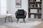 Velvet Accent Chair Modern Upholstered Armchair Tufted Chair with Metal Frame, Single Leisure Chairs for Living Room Bedroom Office Balcony