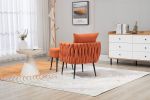 COOLMORE Velvet Accent Chair Modern Upholstered Armchair Tufted Chair with Metal Frame, Single Leisure Chairs for Living Room Bedroom