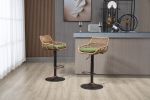 COOLMORE Swivel Bar Stools Set of 2 Adjustable Counter Height Chairs with Footrest for Kitchen, Dining Room 2PC/SET